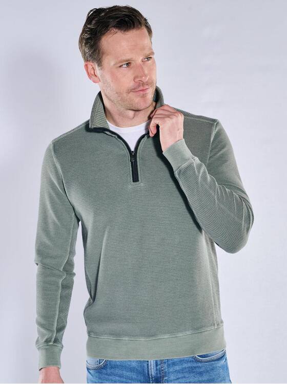 engbers Herren Sweatshirt mit Stehkragen Oliv 40083