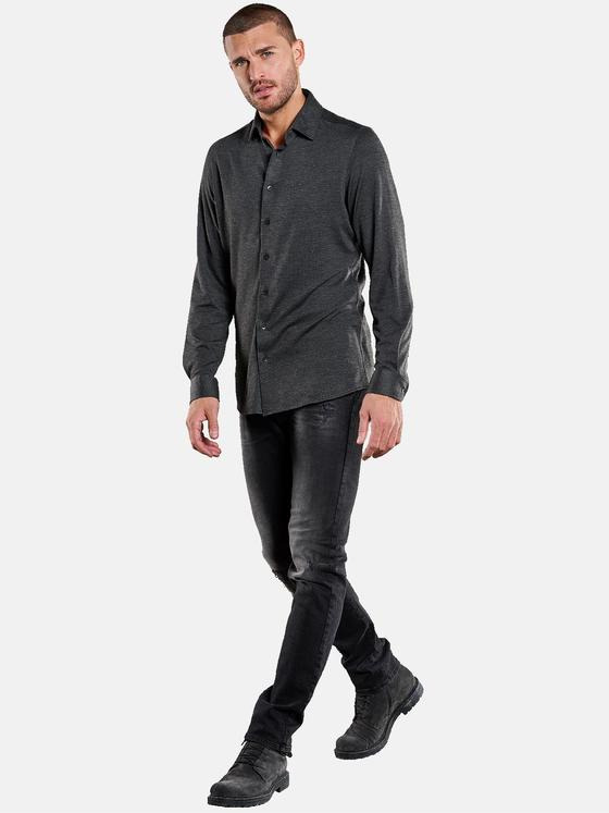 emilio adani Herren Langarm-Hemd strukturiert Grau 33841