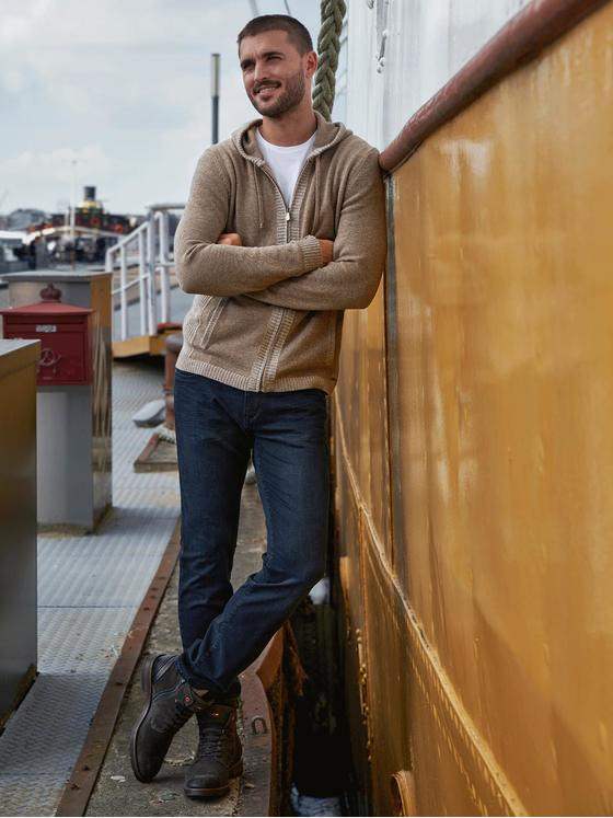 emilio adani Herren Strickjacke mit Kapuze Beige 32371