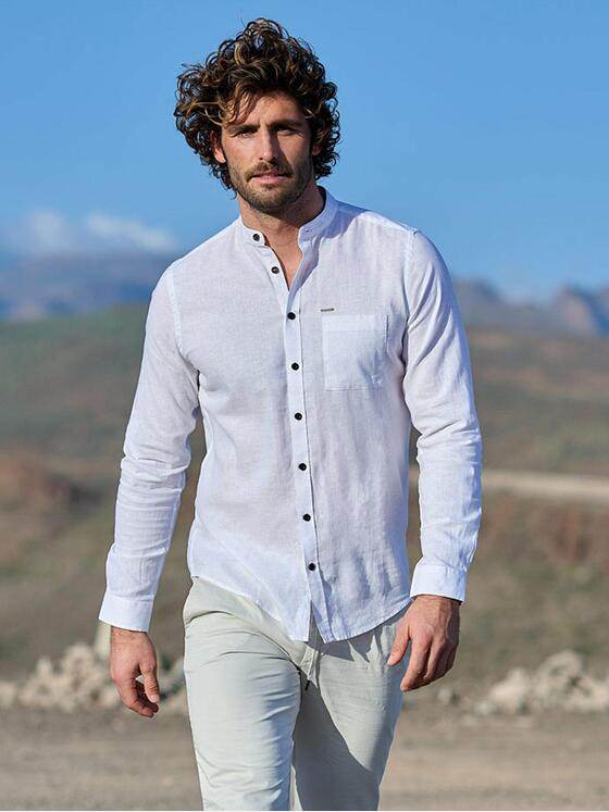 emilio adani Herren Hemd uni Weiß 38756