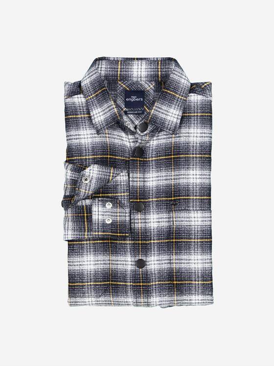 engbers Herren Langarm-Hemd gemustert Schwarz 37845