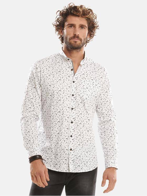 emilio adani Herren Modisches Langarmhemd mit Print Schwarz 30950
