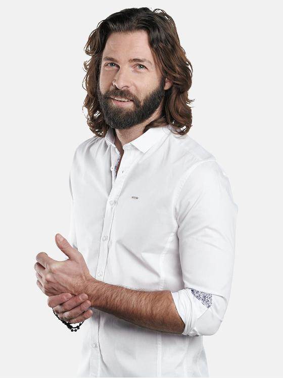 emilio adani Herren Hemd mit strukturierter Warenoberfläche Weiß 29509