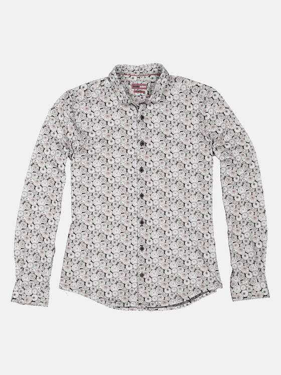 emilio adani Herren Langarm-Hemd gemustert Beige 34643