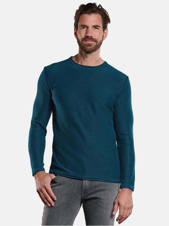 engbers Herren Pullover Rundhals Petrolblau 34138