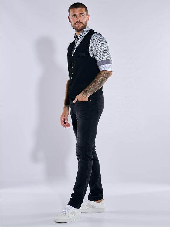 emilio adani Herren Sakko-Weste slim fit Schwarz 37257