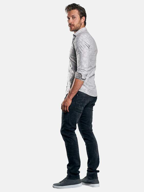 emilio adani Herren Langarmhemd mit floralem Muster Grau 30549