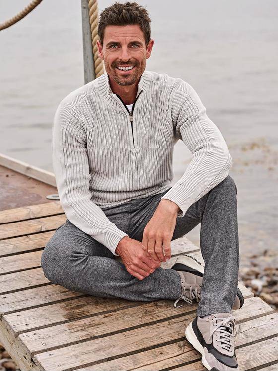 engbers Herren Pullover mit Troyerkragen Grau 33816