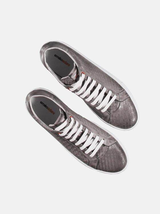 emilio adani Herren Sommer-Schuh mit geprägtem Leder Grau 29112