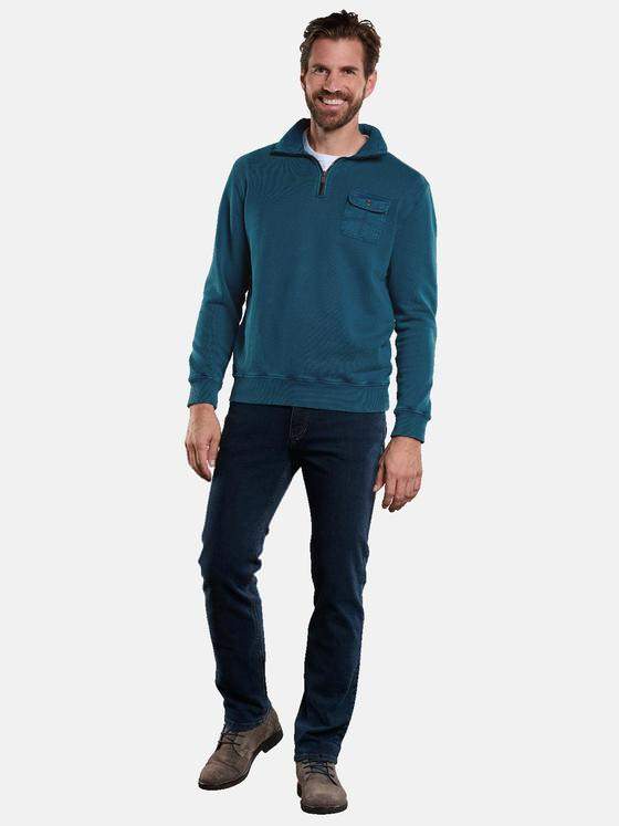 engbers Herren Sweatshirt mit Stehkragen Türkis 34128