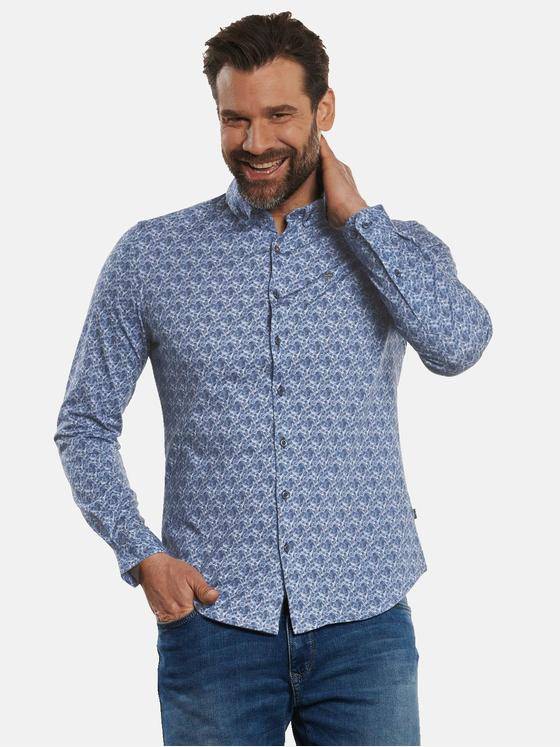 engbers Herren Langarm-Hemd Jersey Brilliantblau 32669