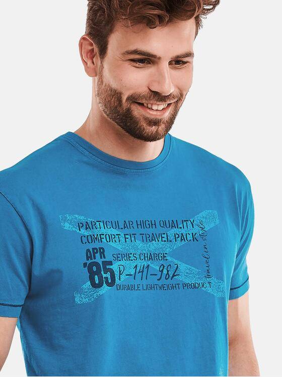 engbers Herren Modisch bedrucktes T-Shirt Cyanblau 27337