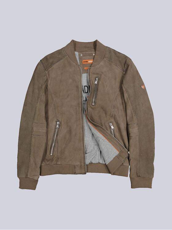 emilio adani Herren Lederjacke slim fit Grün 36517