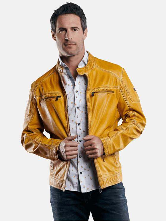engbers Herren Lederjacke Gelb 29062