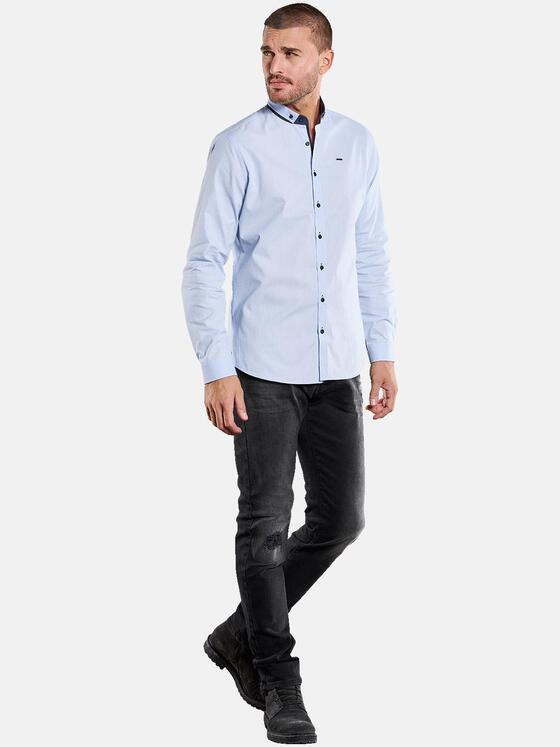 emilio adani Herren Langarm-Hemd gemustert Hellblau 34388