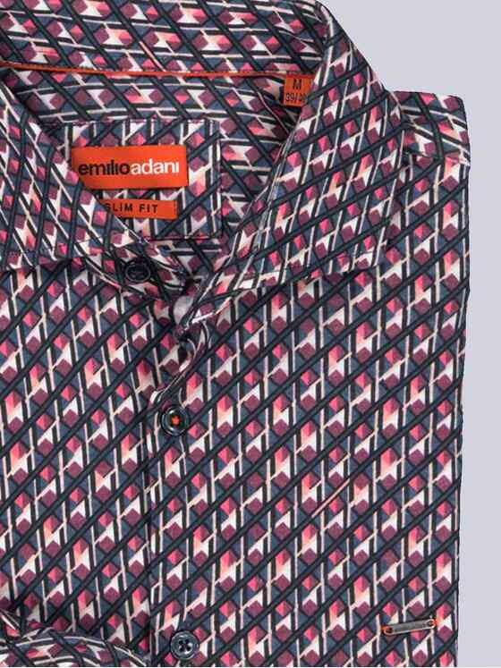 emilio adani Herren Langarm-Hemd slim fit Violett 36026