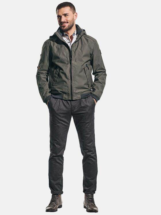 emilio adani Herren Sportive Outdoor-Jacke mit abnehmbarer Kapuze Khaki 31040