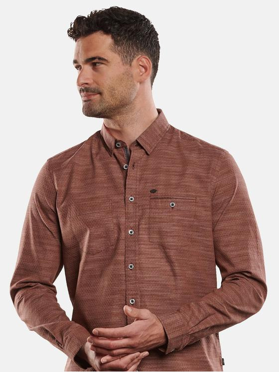 engbers Herren Langarm-Hemd leicht gemustert Orange 32274