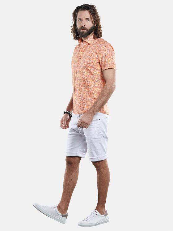 emilio adani Herren Modisches Halbarm-Hemd mit floral Musterung Orange 29627