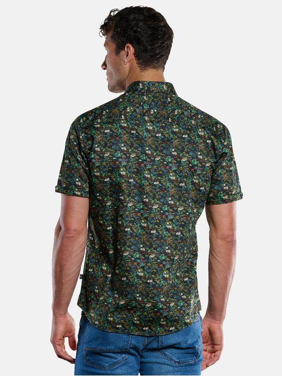 engbers Herren Kurzarm-Hemd mit Floralprint Oliv 33442