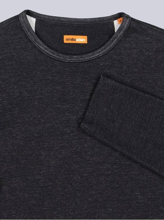 emilio adani Herren Langarm-Shirt strukturiert Schwarz 39521