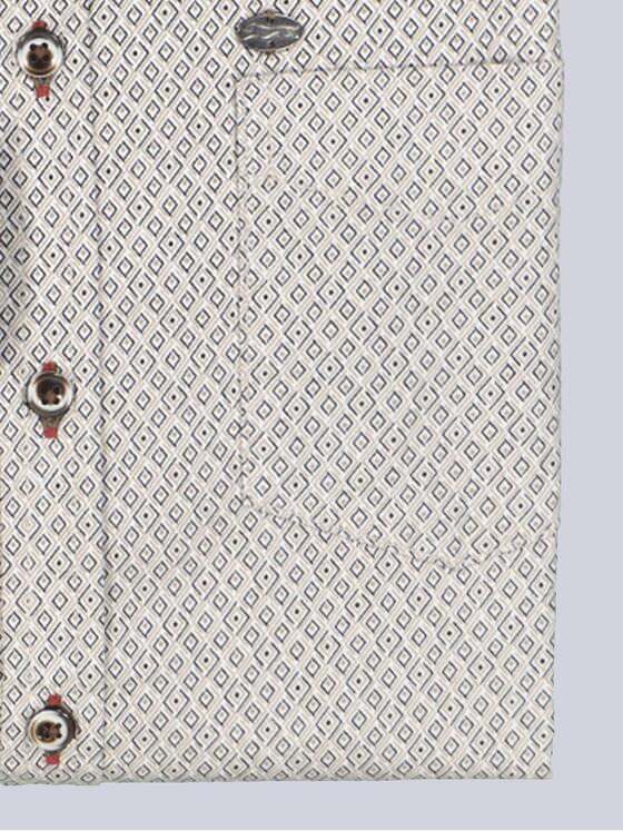 engbers Herren Langarm-Hemd gemustert Beige 35329