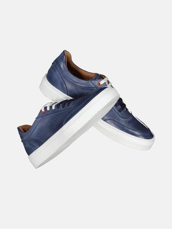 emilio adani Herren Leder-Sneaker Blau 32661
