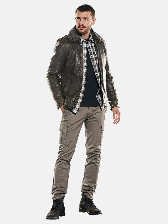 emilio adani Herren Lederjacke mit abnehmbaren Kragen Braun 31876