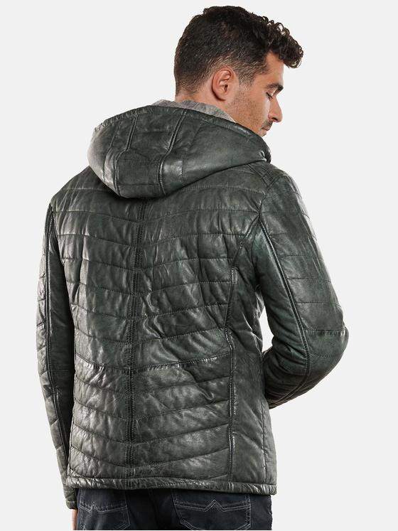 engbers Herren Lederjacke gesteppt Khaki 32253