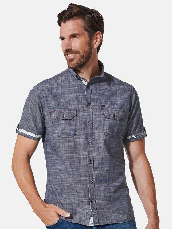 engbers Herren Kurzarm-Hemd uni Blau 35213
