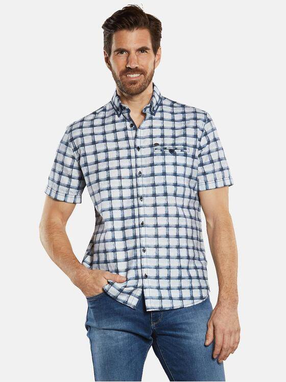 engbers Herren Kurzarm-Hemd kariert Blau 34355
