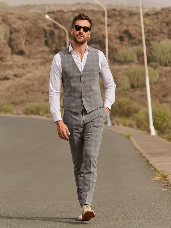emilio adani Herren Sakko-Weste slim fit Grau 36387