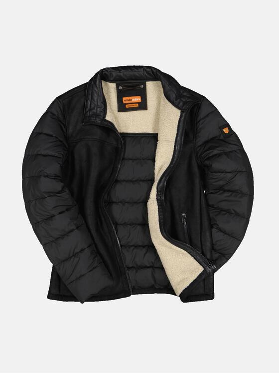 emilio adani Herren Lederjacke aus Materialmix Schwarz 33527
