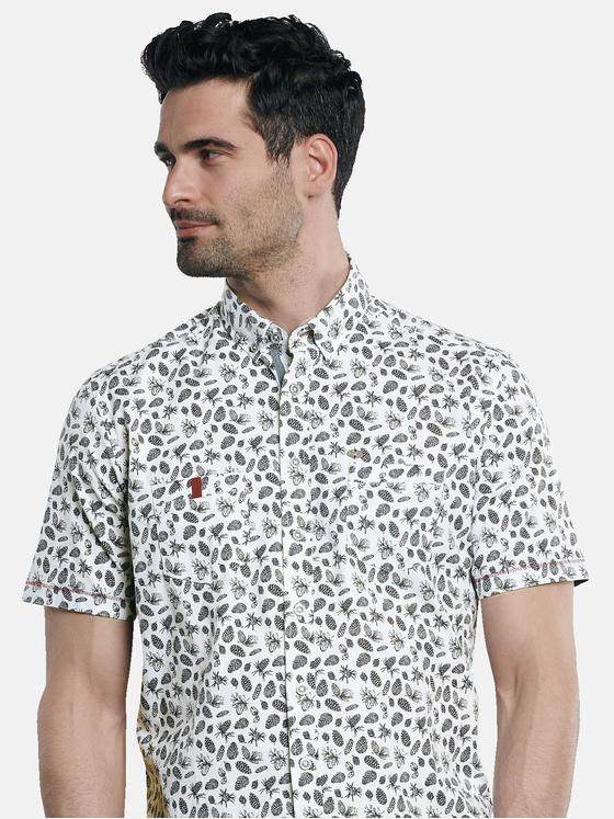 engbers Herren Kurzarm-Hemd gemustert Saphirblau 30781