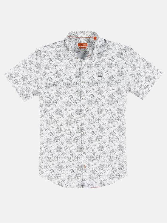 emilio adani Herren Kurzarm-Hemd mit All-Over-Print Grau 31319