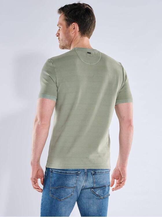 engbers Herren Strukturiertes T-Shirt im Streifendesign Gruen 40499