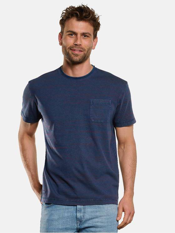 engbers Herren Rundhals T-Shirt gestreift Blau 33114