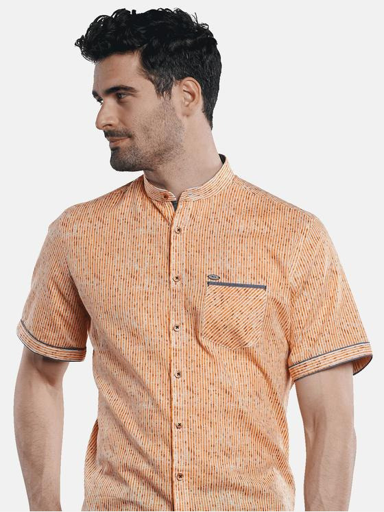 engbers Herren Kurzarmhemd aus Leinen Blutorange 31301