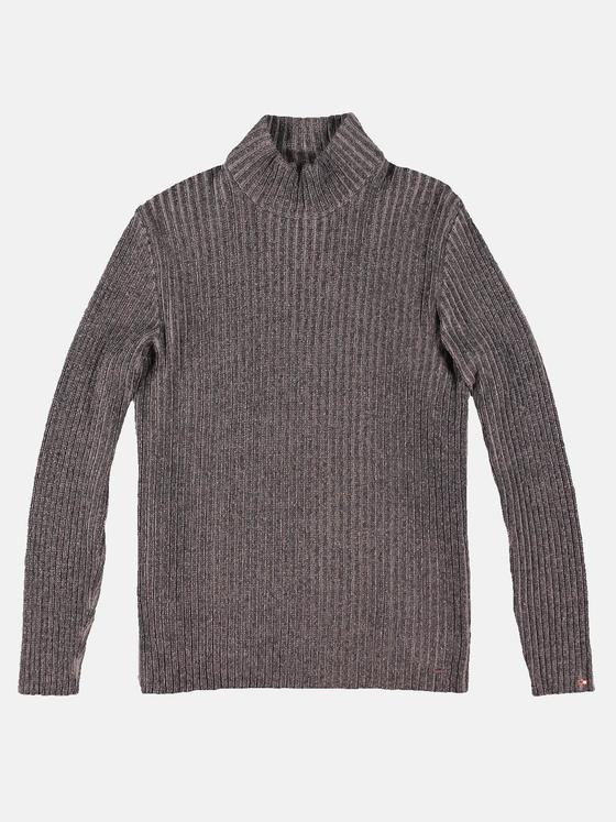 emilio adani Herren Rollkragenpullover mit Rippstruktur Braun 30429