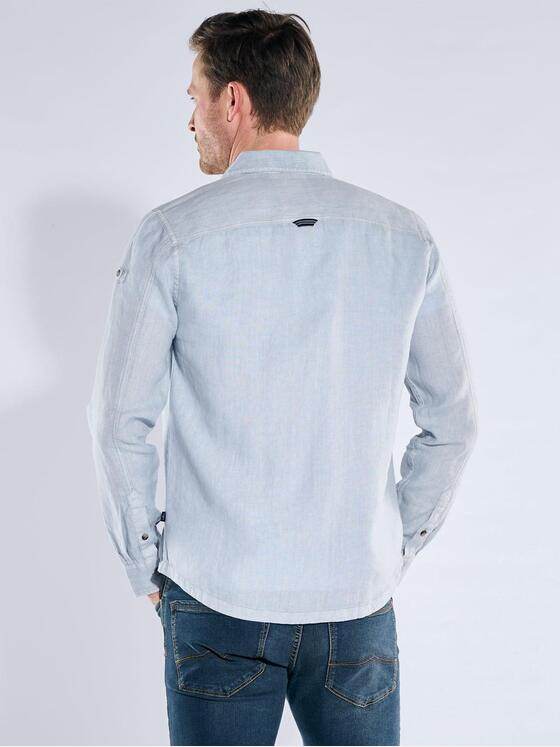 engbers Herren Leinen Overshirt mit Zipper Hellblau 40211