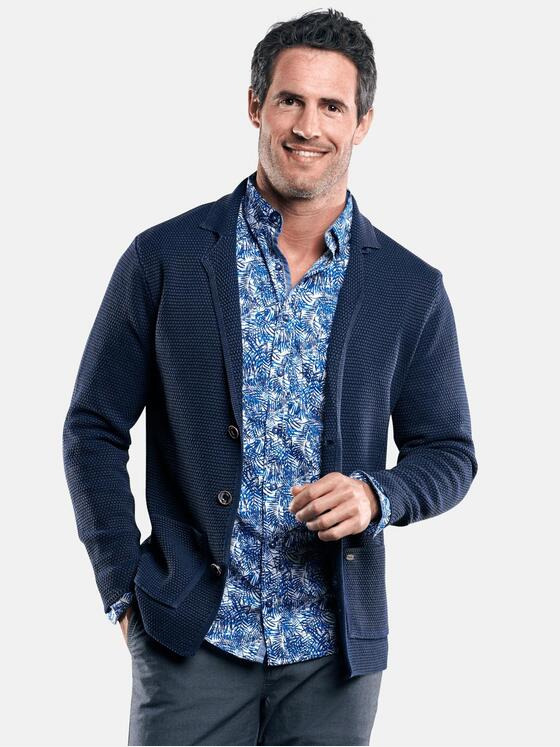 engbers Herren Softes Stricksakko aus Baumwolle Marineblau 29297
