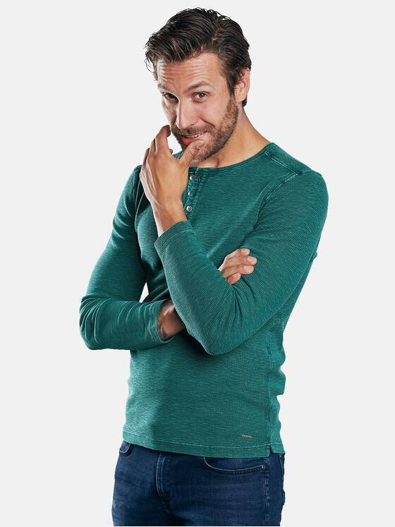 emilio adani Herren Sportives Henley Shirt Türkis 30200