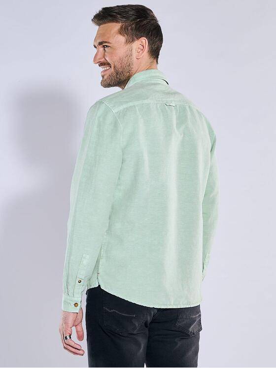 emilio adani Herren Langarm-Hemd aus Leinen Hellgruen 38910