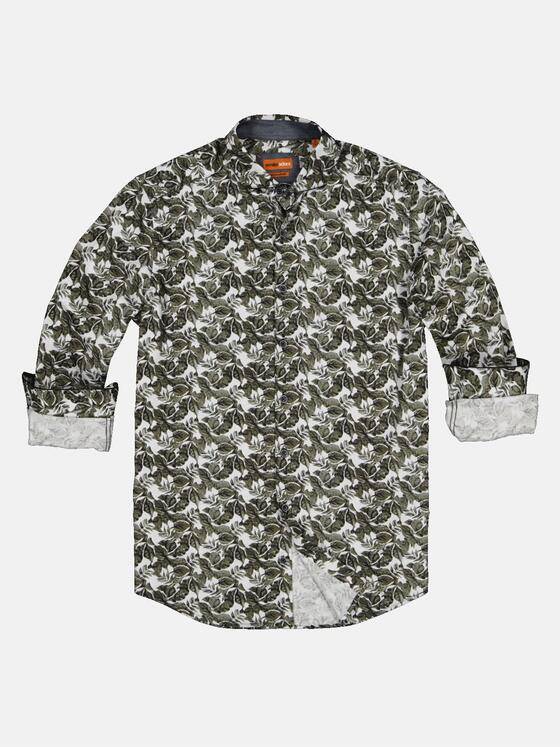 emilio adani Herren Langarm-Hemd mit Floralprint Grün 32289