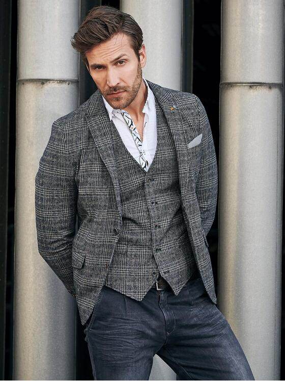 emilio adani Herren Modisch kariertes Sakko Slim Fit Braun 29979