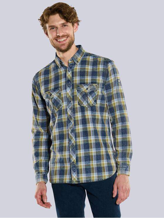 engbers Herren Langarm-Hemd kariert Gruen 36127