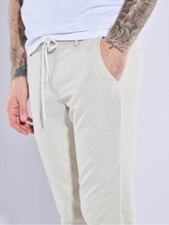 emilio adani Herren Chino aus Leinen Beige 38613