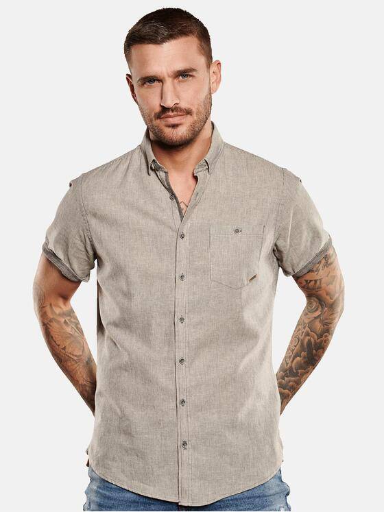 emilio adani Herren Kurzarm-Hemd gestreift Beige 34957