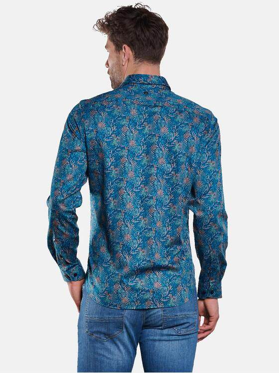 ENGBERS GERMANY Herren Langarm-Hemd gemustert Saphirblau 33235