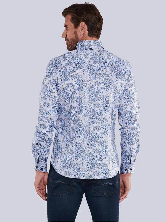 ENGBERS GERMANY Herren Langarm-Hemd gemustert Blau 35276